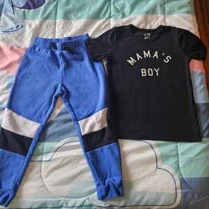 The Children's Place Boys Blue and Black 'Mama's Boy' Tee and Blue Joggers